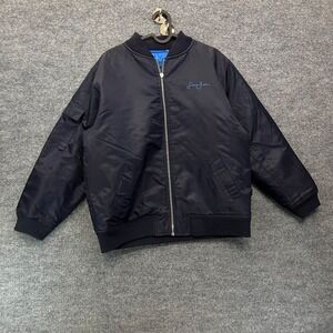 Sean John Bomber Jacket Men's Black Quilted Lined Pockets Full Zip Classic Y2K